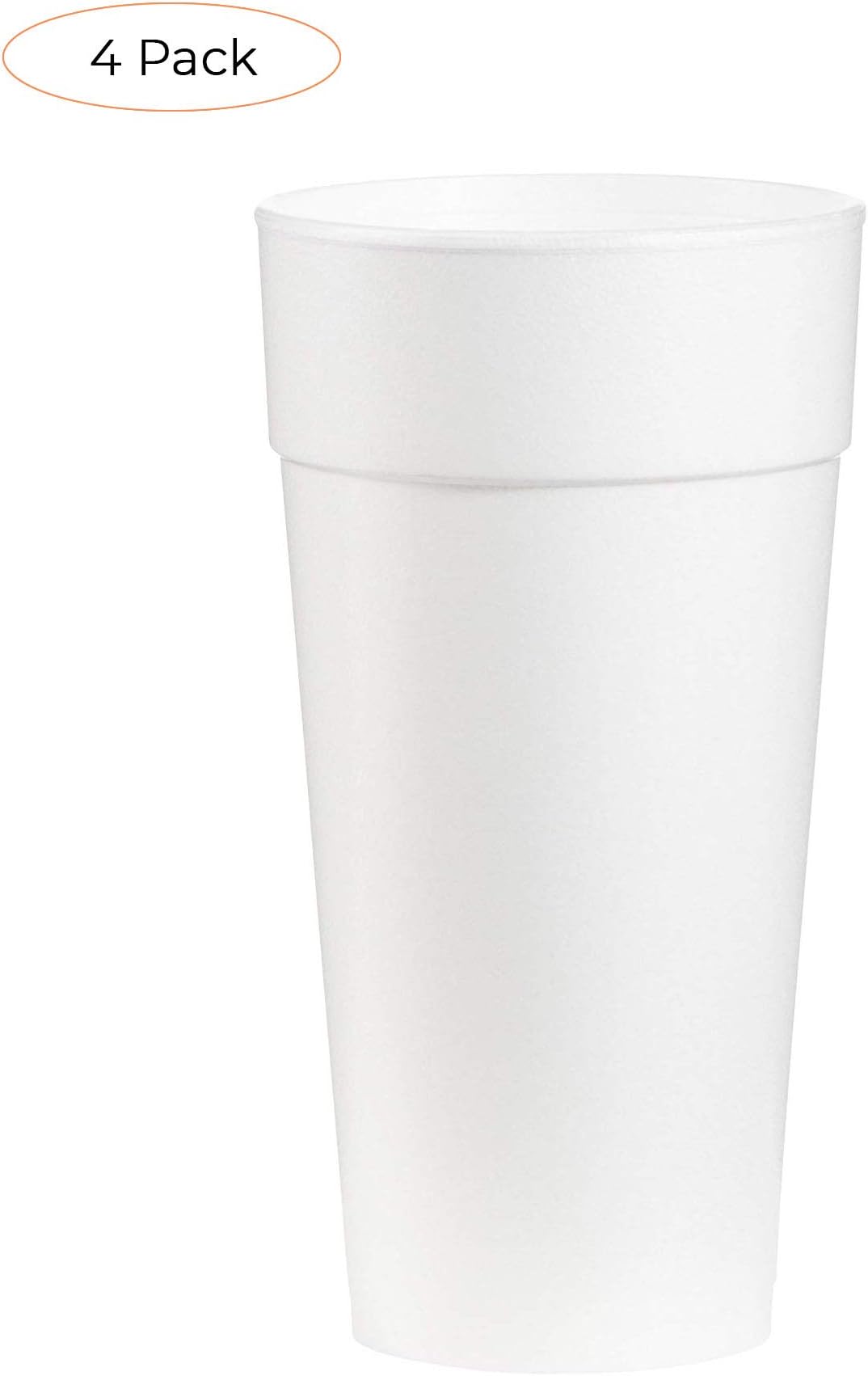 Dart 24J16 Drink Foam Cups, Hot/Cold, 24oz, White, 25 Per Bag (Case of 20 Bags) (Fоur Расk)