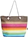 PIER 17 Women's Beach Bags | Extra Large Striped Straw Shoulder Tote with Rope Handle Zipper Closure Inner Pockets