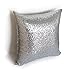 AMAZLINEN(TM) Decorative Glitzy Sequin & Comfy Satin Solid Throw Pillow Covers 18 Inch Square Pillow Case, Hidden Zipper Design, 1 Cover Pack Only(Silver)