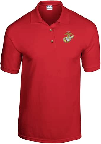 US Marine Corps EAG Eagle Anchor Globe Embroidered Polo Shirt USMC Licensed (Red, 2XL) at Amazon 