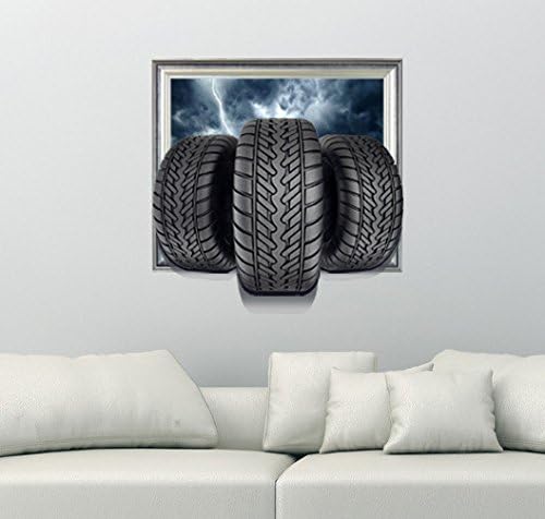 BLYC- 3D (tire) three-dimensional wall stickers wall wallpaper bedroom living room sofa background TV HD self-adhesive stickers without leaving adhesive (58*59cm)
