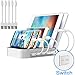 Multi Device Charging Station with Switch JZBRAIN 5 Ports Total 40W for Apple Samsung etc Cellphones and Tablets (White, 5 Short Cables Included)