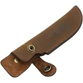 TOURBON Leather Fixed Blade Knife Sheath Fits Blades Up to 4-inch | Belt Carrier Knife Holster Cover with Snap Closure for Hunting, Camping, Fishing, Hiking