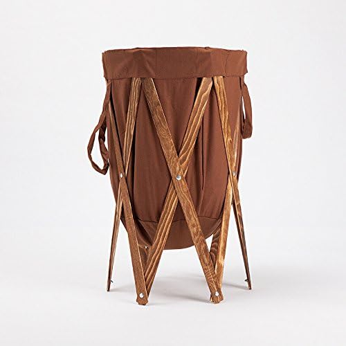 Nipole Foldable Large Size Standing Laundry Storage Basket Hamper with Handles Wood Frame (B)