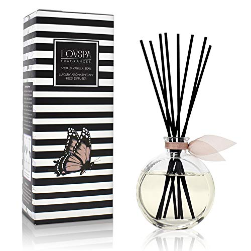 LOVSPA Smoked Vanilla Bean Luxury Home Fragrance Diffuser Reeds Set | Smoked Tahitian Vanilla, Desert Sandalwood, Leather, Corn, Malt & Southern Bourbon