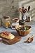 nambe Tulip Tool Jug with 5 Piece Kitchen Tool Set | Utensil Holder for Countertop with Assorted Kitchen Utensils | Made from Nambe Alloy and Acacia Wood