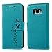 Compatible with iPhone 12 Pro Max 5G Wallet Case, Case with Card Holder Embossed Butterfly Premium PU Leather Double Magnetic Buttons Flip Shockproof Protective Cover 6.7 inch (Embossed Love Blue)