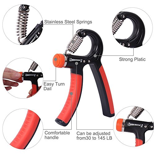 Kootek 2 Pack Hand Grip Strengthener Strength Trainer Adjustable Resistance 22-88 Lbs Arm Hand Exerciser Non-slip Gripper for Athletes Pianists Kids (2PCS)