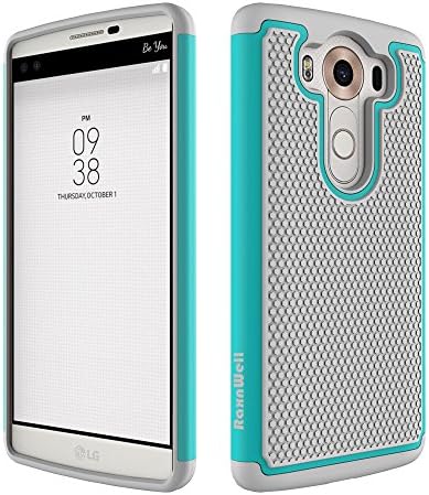 LG V10 Case, RaxnWell 2-Piece Style [Shockproof] [Anti-Slip] [Scratch Resistant] Protective Hard Case for LG V10 (Light Teal Blue)