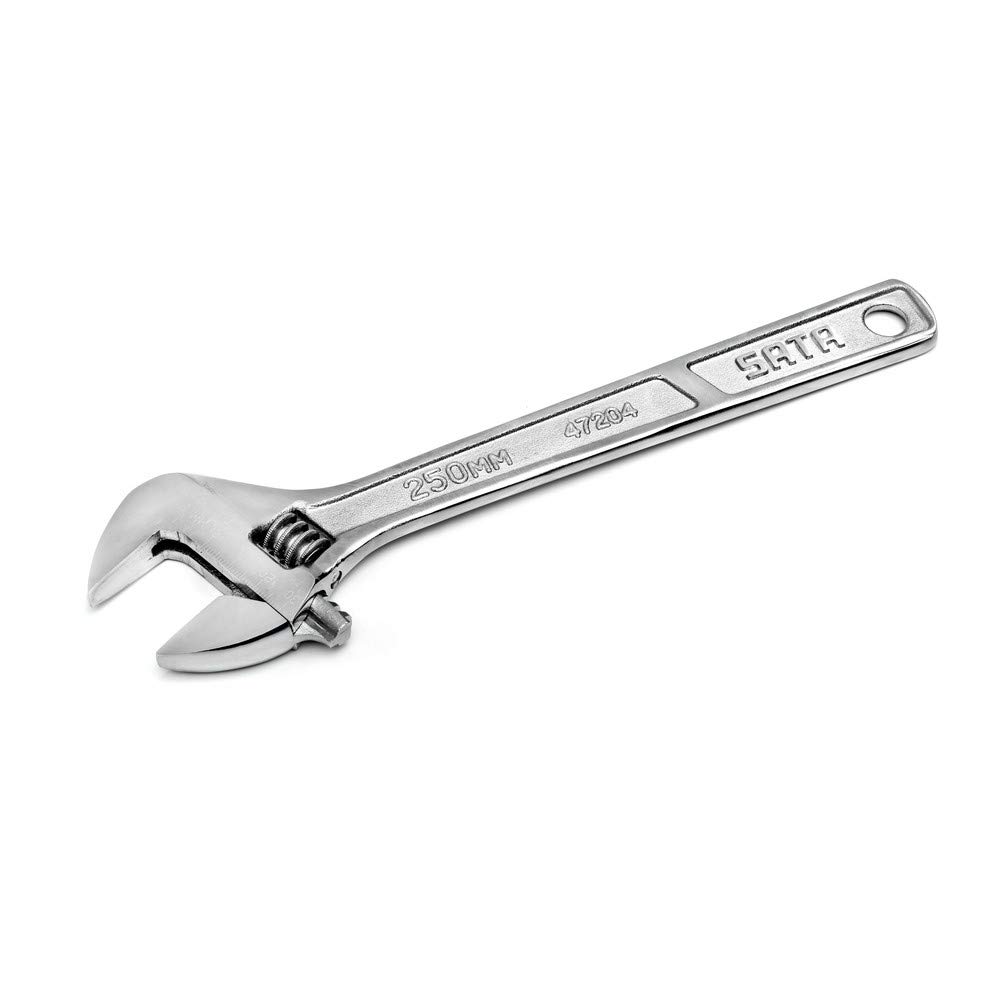SATA ST47204SC 10-Inch Adjustable Wrench/Spanner with Forged Alloy Steel Body, Wide Jaw, and Chrome Plated Finish