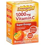 Emergen-C Dietary Supplement with 1000mg Vitamin C (Super Orange Flavor, 10-Count 0.32 oz. Packets)