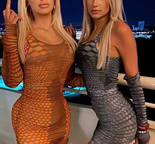 51Qp%2BiydS6L soweilan Vestido de manga larga sexy con estampado de serpiente, cuello en U, color gris, transparente, sin mangas… soweilan Vestido de manga larga sexy con estampado de serpiente, cuello en U, color gris, transparente, sin mangas… - Imagen 4