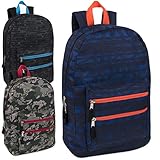 New Wholesale 18 Inch Graphic Backpacks With Double Front Pocket in Bulk 24 Packs (Boys 3 Color Assorted)