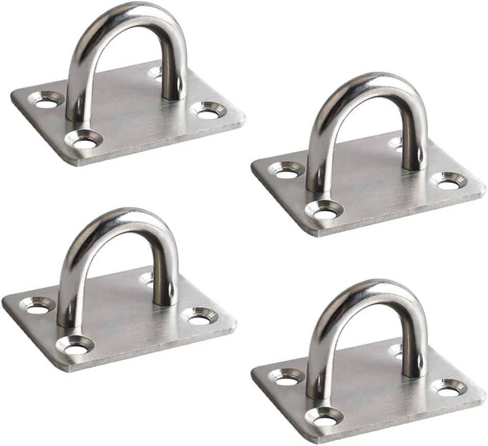 Mooche 4Pcs M6 Pad Eye Plate Suspension Ceiling Hook Stainless Steel