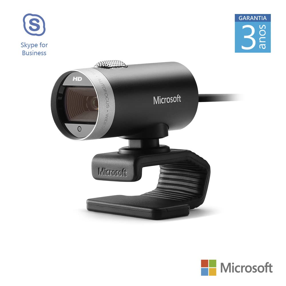 Microsoft LifeCam Cinema,Webcam with built-in noise cancelling Microphone, Light Correction, USB Connectivity, for video calling on Microsoft Teams/Zoom, compatible with Windows 8/10/11/ Mac