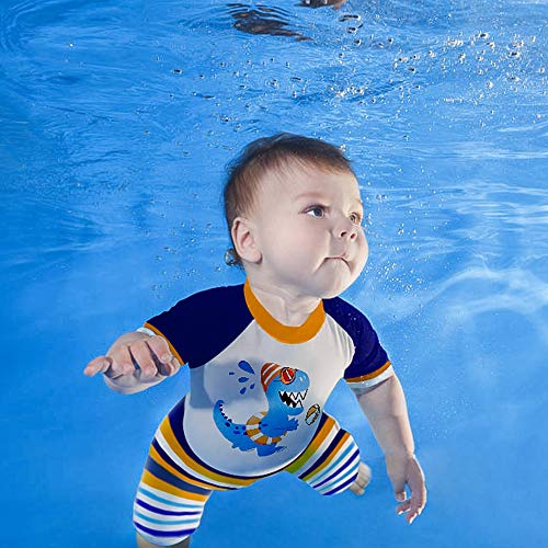 AMZTM Baby Peuter Jongens 2-Stuks Dinosaurus Badpak Kofferbak en Rashguard - Image 6