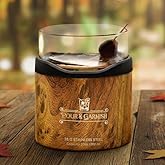 POUR & GARNISH Insulated Whiskey Glass – 10oz Double-Walled Stainless Steel Old Fashioned Tumbler with Weighted Glass Insert & Silicone Sleeve – Vacuum Insulated Bourbon & Cocktail Glass