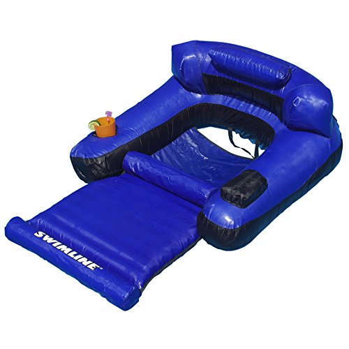 SWIMLINE ORIGINAL Fabric Covered Pool Float Mattress Ultimate Lounger Raft For Adults & Kids | Back, Leg, & Arm Rests, Cup Holder, & Quick-Dry Cover For Adult Or Kid Floating & Lounging 9047