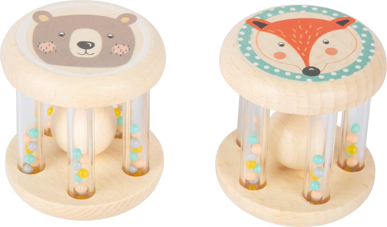 Small Foot 11885 Animals Baby Rattles, in soft pastel colours and child-friendly design, for babies and infants
