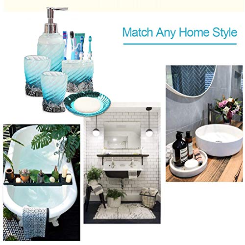 HotSan-bathroom-accessory-Set-5-PCS-Bath-Ensemble-Set-Includes-Soap-Dispenser-Soap-Dish-Tumble-Toothbrush-Holder-Polyresin-Glass-for-Home-Office-Superior-Hotel HotSan bathroom accessory Set, 5 PCS Bath Ensemble Set Includes Soap Dispenser, Soap Dish, Tumble, Toothbrush Holder…