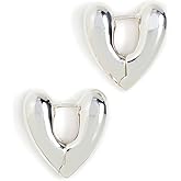 Annika Inez Women's Small Heart Hoops, Silver, One Size