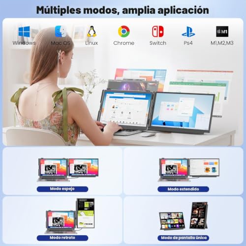 siaviala 15.6" Laptop Screen Extender IPS 1080P FHD Portable Monitor Dual Screen Laptop Screen 13 to 17" Plug & Play for Windows/Mac/Android/Switch/PS5