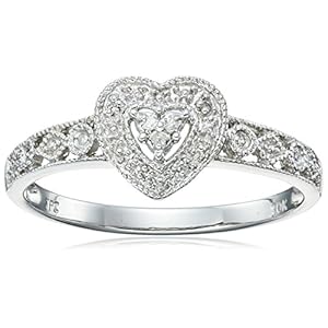 Amazon Collection 10k Gold Diamond Heart Ring (0.04 cttw, I-J Color, I2-I3 Clarity)