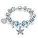 Presentski Heart of Ocean Charm Bangle Bracelet Silver Plated Valentine's Day Gift for Girls
