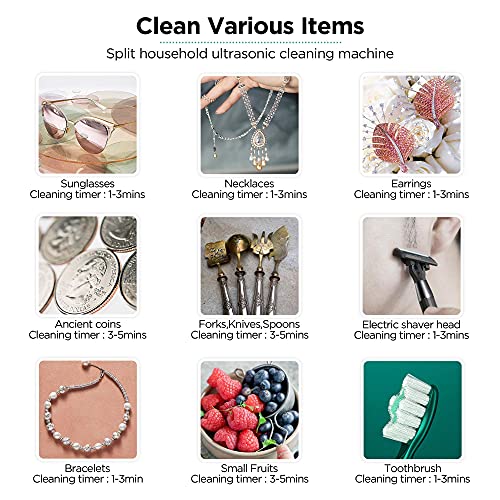 Ultrasonic Jewelry Cleaner with Degas, Detachable Tank and Time Setting