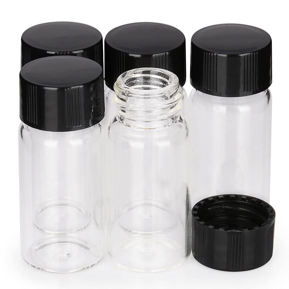 Labasics Clear Glass Sample Vials with Cap, Screw Cap Sample Vials Clear Glass Liquid Sampling Bottle Reagent Bottle with Cap Closure, 20ml / 0.6 oz. Pack of 20 (42 Packs, 10 ml)