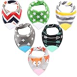 Baby Bandana Drool Bibs with Silicone Teether, 6-Pack for Drooling and Teething