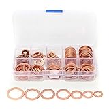 Farmunion 120Pcs 8 Sizes Aassorted Solid Copper Crush Washers Seal Assortment
