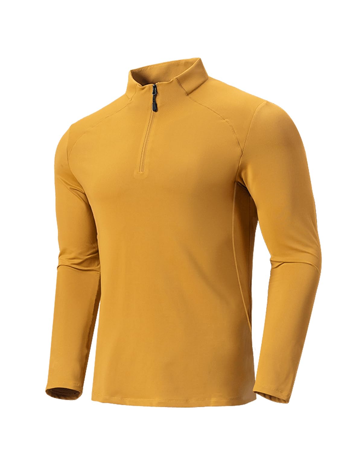 Photo 1 of TIHEEN Mens Golf Quarter Zip Pullover,Long Sleeve Performance Workout Running Hiking Cycling Shirts (Yellow,2XL)
