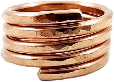 Elaments Design Solid Copper Ring Heavy Gauge Four Loop Hand Hammered Size 9
