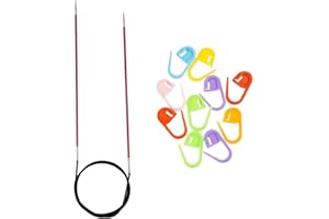 Knitter's Pride Zing Knitting Needles Circular 32 inch Size US 1.5 (2.5mm) Bundle with 10 Artsiga Crafts Stitch Markers 140123