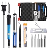 Tabiger Soldering Iron Kit 60W 110V-Adjustable Temperature Welding Soldering Iron with Tool Carry Case