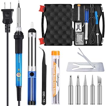 Tabiger Soldering Iron Kit 60W 110V-Adjustable Temperature Welding Soldering Iron with Tool Carry Case