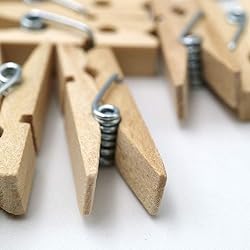 jijAcraft 100Pcs Clothespins with String Cords, 1.4