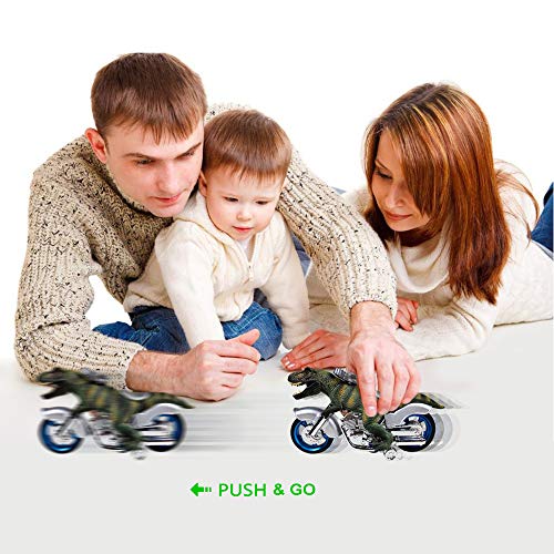 image for GreenKidz Dinosaur Toy Motorcycle Friction Powered T-Rex Toys for Boys