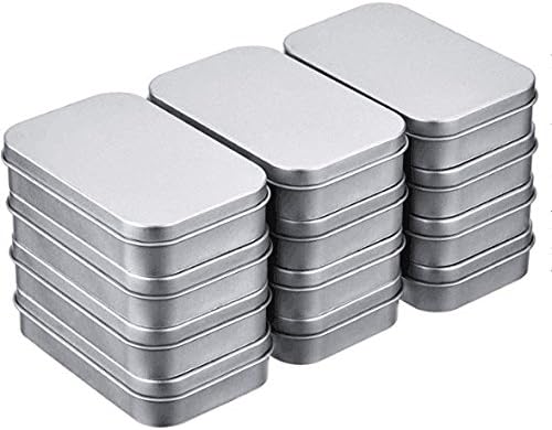 EverVictory 12pcs Metal Hinged Top Tin Box Containers Mini Portable small storage containers Kit Silver Boxes for Candies,Mints, Game Pieces, Geocaching (3.7"x2.4"x0.8")