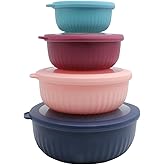 COOK WITH COLOR Prep Bowls with Lids- Wide and Deep Nesting Plastic Small Mixing Bowl Set with Lids, 8 Piece Set - Wide Bowls, Navy