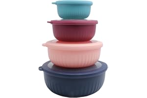 COOK WITH COLOR Prep Bowls with Lids- Wide and Deep Nesting Plastic Small Mixing Bowl Set with Lids, 8 Piece Set - Wide Bowls, Navy