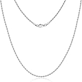 FOSIR Silver Tone Rope Chain for Men, Stainless Steel Chain Necklace, 2.5mm 3mm 4mm 5mm Twist Mens Necklaces