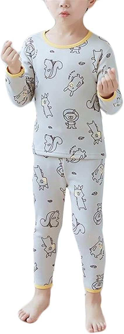 Amazon ジャンーウェ 子供用 長袖パジャマ キッズ ベビー 部屋着 ルームウェア 上下セット 女の子 男の子 裏起毛 インナー クルーネック あったか 動物柄 かわいい プレゼント パジャマ 通販