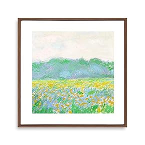Framed Canvas Wall Art Path Through The Corn at Pourville by Claude Monet Canvas Prints Home Artwork Decoration for Living Room,Bedroom - 16x16 inches