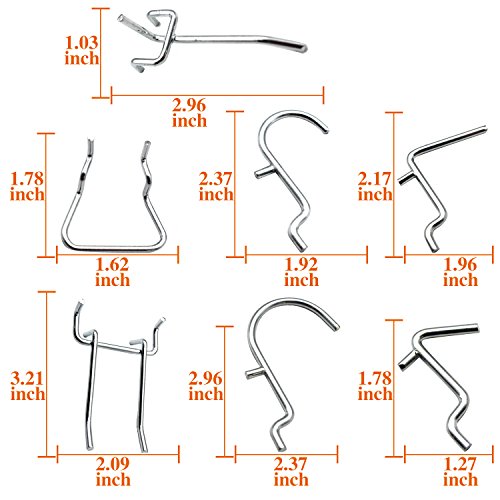 Pegboard Hooks Assortment 100PCS Hooks Organization Accessories Storage Tools Set With 60 PCS Peg Locks - Thumbnail 2