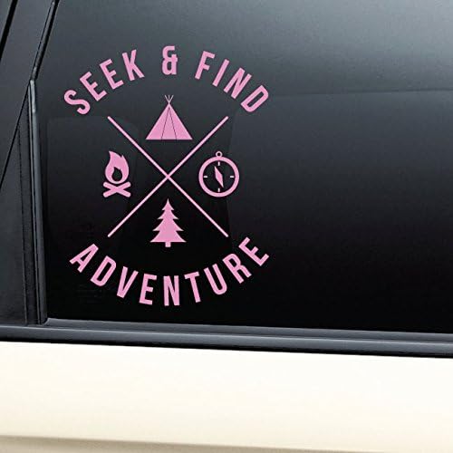 Seek and Find Adventure Vinyl Decal Laptop Car Truck Bumper Window Sticker - Pink