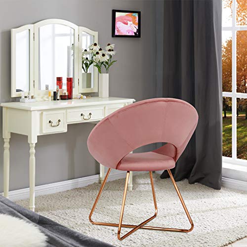 Duhome Vanity Chairs/Stool,Pink Modern Makeup Dressing Stool Padded Upholstered Accent Chair with Metal Legs Easy Assembly
