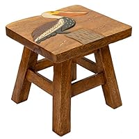 Sea Island Imports Pelican Design Hand Carved Acacia Hardwood Decorative Short Stool