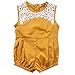 Cute Newborn Baby Girls Short Sleeve Lace Printing Zipper Romper Bodysuit (0-6months, Yellow)